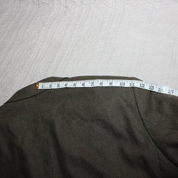 Lauren Ralph Lauren Mens Wool Suit Jacket Sport Coat Green Brown Houndstooth 48R - Picture 13 of 13